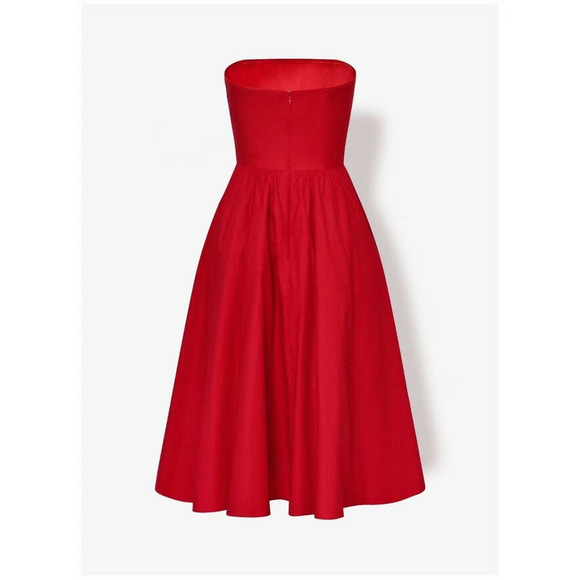 NWT! Reformation Fit & Flare Buttercup Strapless Midi Dress Cherry SIZE-10 - Picture 4 of 7